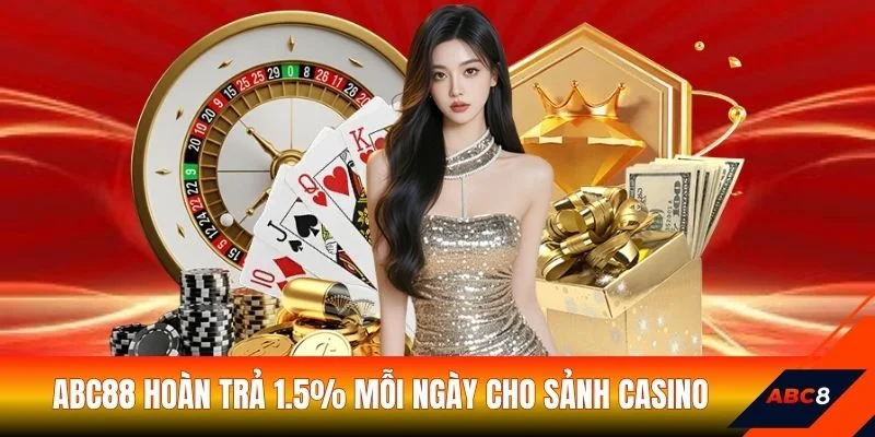 ABC88 hoàn trả 1.5% mỗi ngày cho sảnh Casino